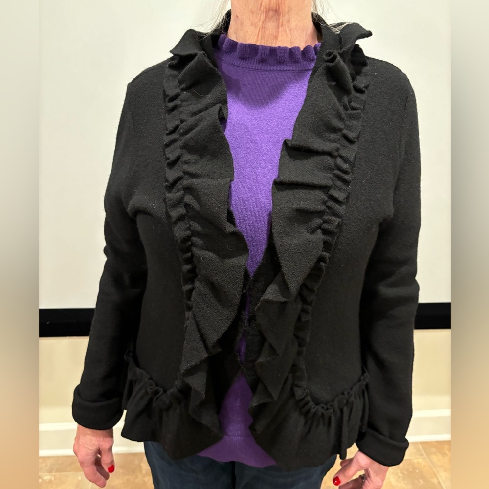 Black RuffleCardigan - Picture 4 of 9